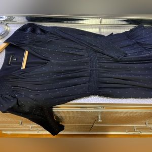 V neck navy blue dress